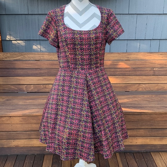 Eshakti XL Pink Yellow Sweater-Print Swoop Neckline - Picture 1 of 7